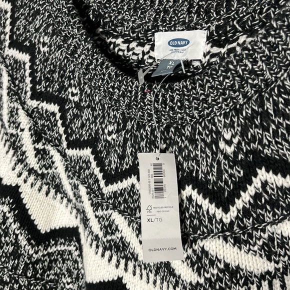 Old navy NWT classic fair isle sweater black white pullover crew neck cotton XL - Picture 5 of 13